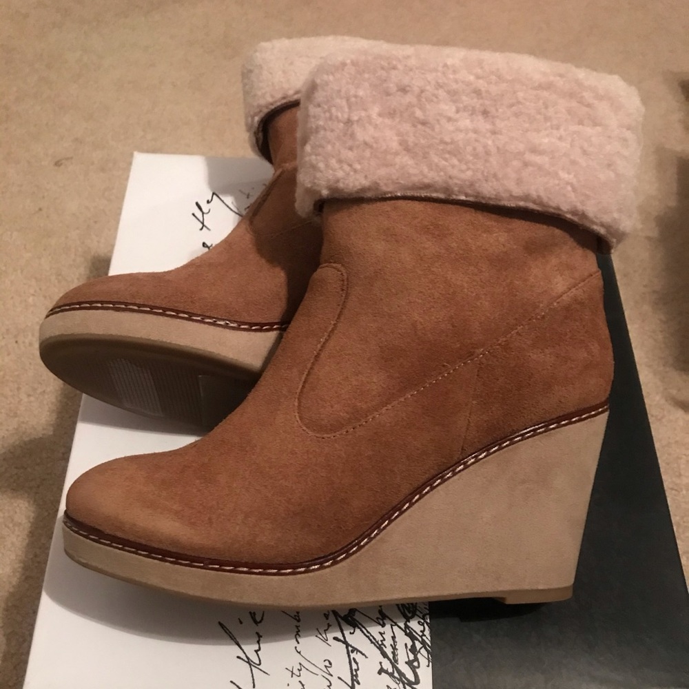 Kensie Holliston Tan Suede Wedge Booties